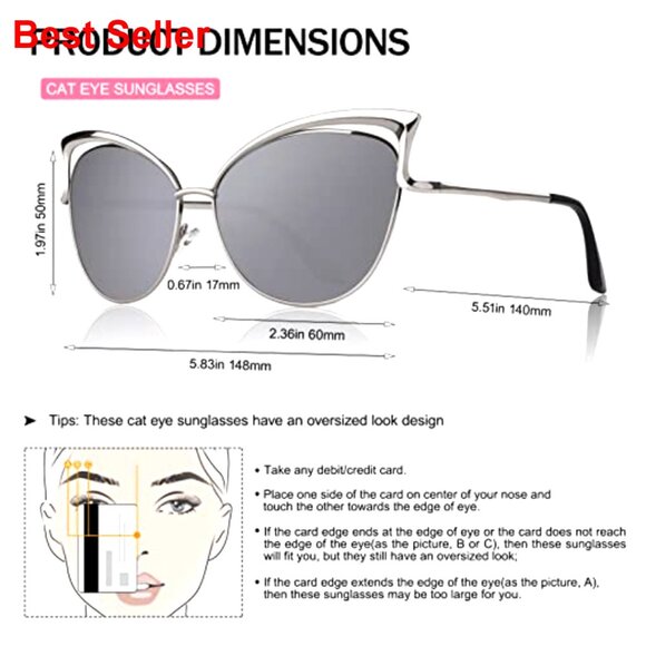 Oversized Cat Eye Sunglasses Polarized UV400 Protection Metal Frame main image 6